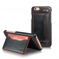 iPhone 6 6s 4.7 - CaseMe Card Holder KickStand PU Leather Soft Phone Protective Cover Case - Black Red